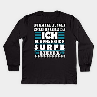 Surfen Jungs Surfbrett Welle Küste Spruch Kids Long Sleeve T-Shirt